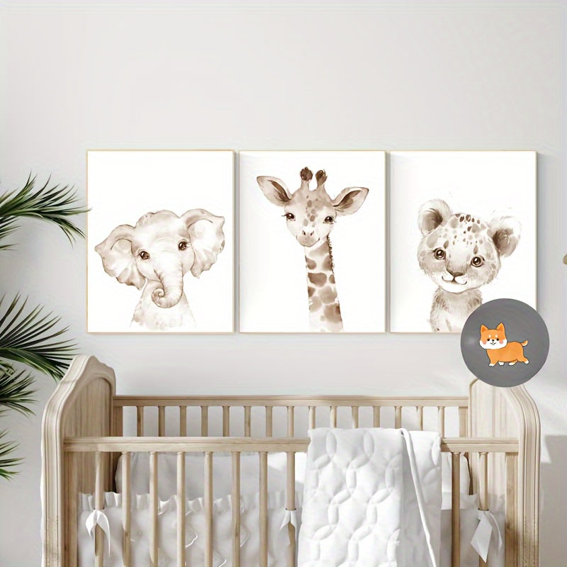 Set Dierenkunst – Olifant, Giraf & Leeuw (Frameloos)