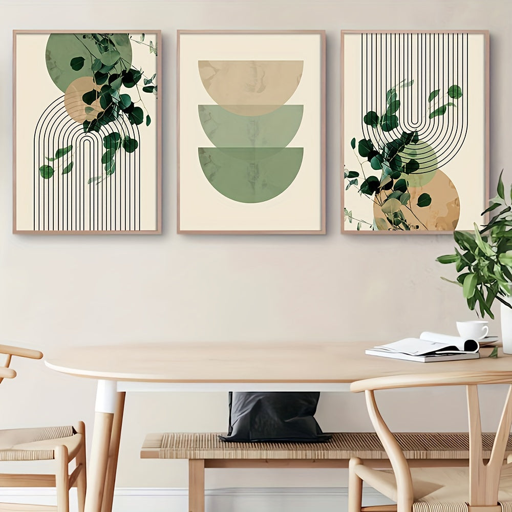 Boho Geometrische Canvas Set – Retro & Modern Design (3 stuks)