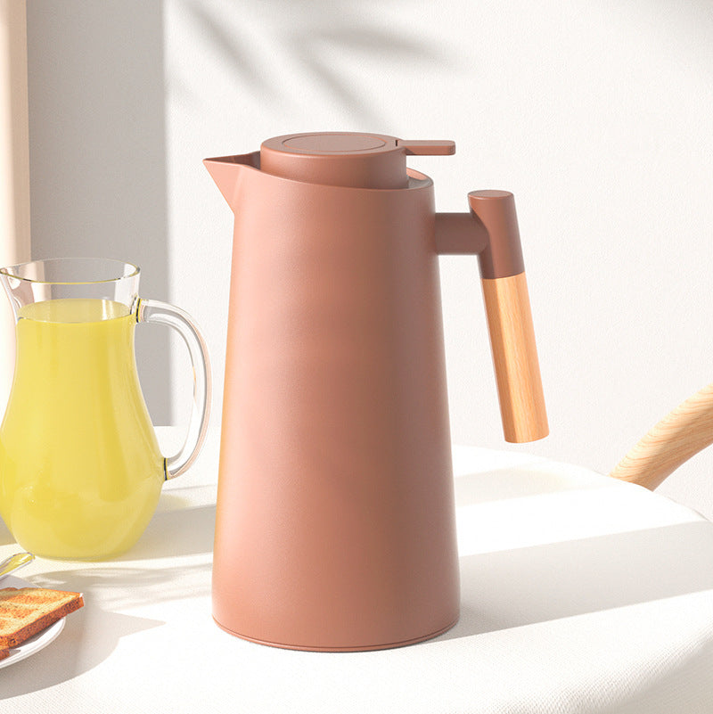 Nordic Home Heetwaterketel – Luxe Glazen Thermoskan met Houten Handvat