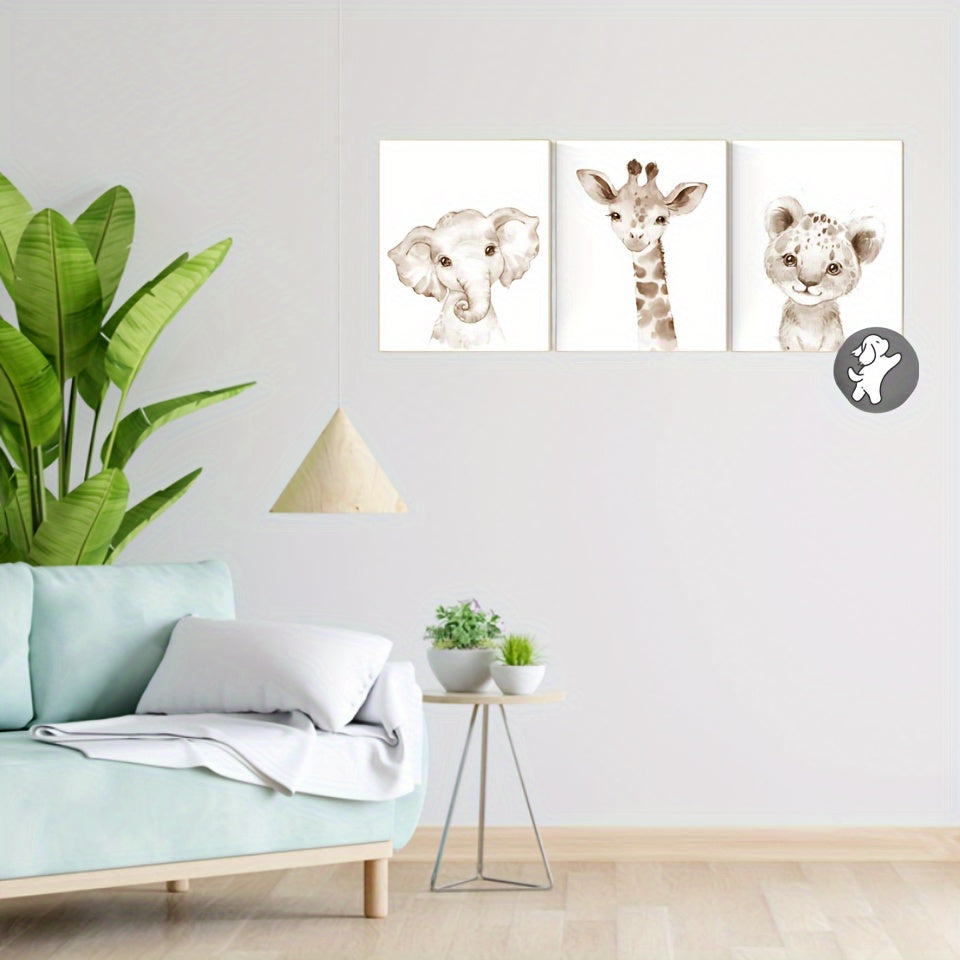 Set Dierenkunst – Olifant, Giraf & Leeuw (Frameloos)