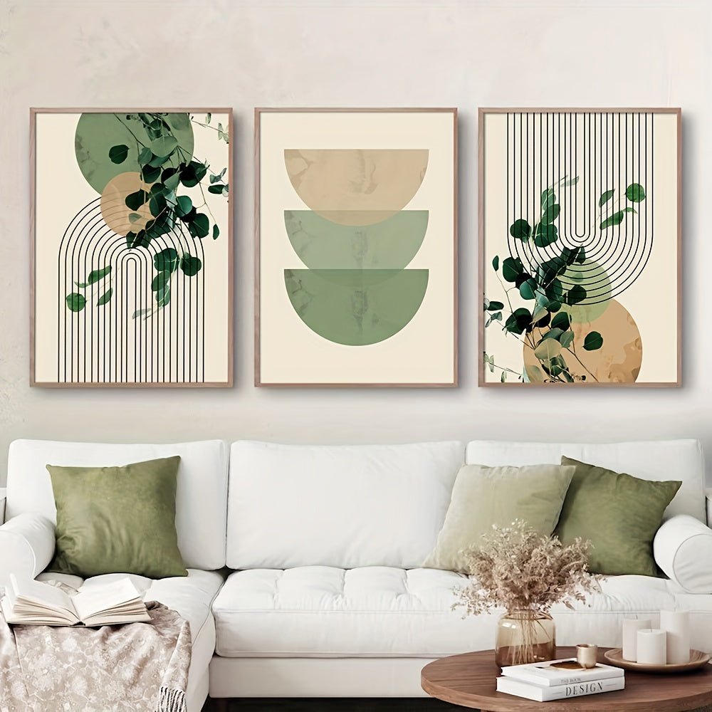 Boho Geometrische Canvas Set – Retro & Modern Design (3 stuks)