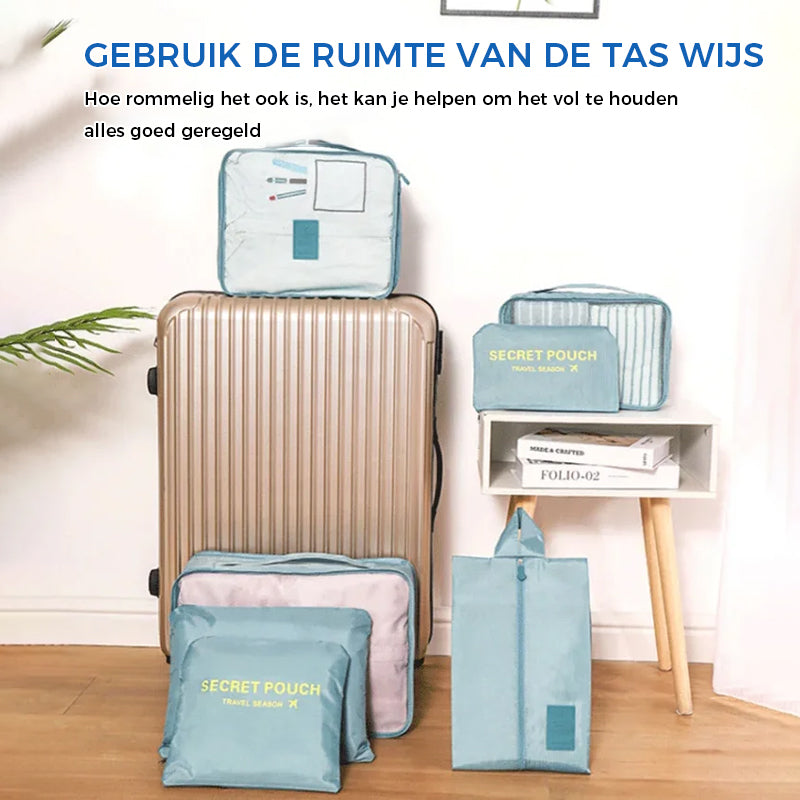 6-Delige Reistas Organizer Set – Voor een Perfect Georganiseerde Koffer
