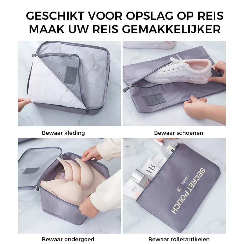 6-Delige Reistas Organizer Set – Voor een Perfect Georganiseerde Koffer