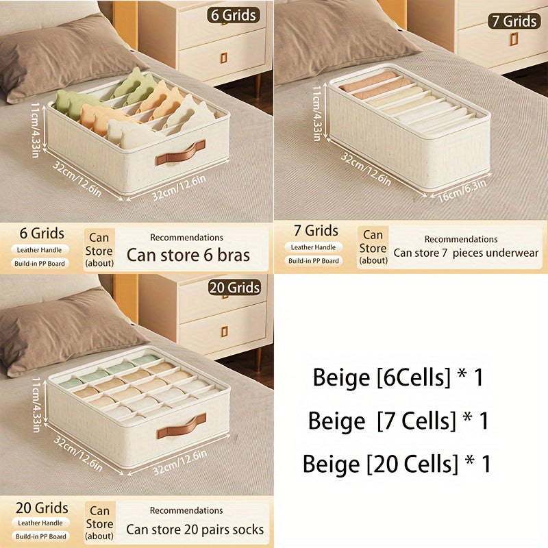 Beige Opvouwbare Lade Organizer met Roségouden Handvatten – Stijlvolle Kastoplossing