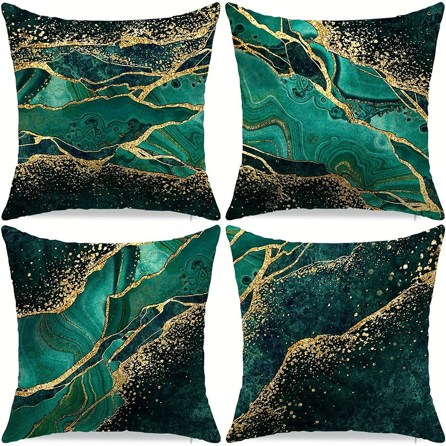 Set van 4 Decoratieve Kussenhoezen – Smaragdgroen