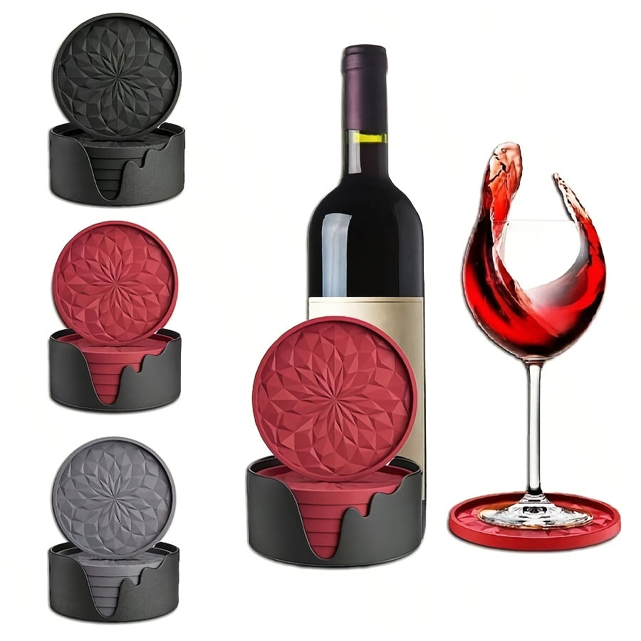 Set van 6 Antislip Onderzetters met Houder – Duurzaam & Praktisch