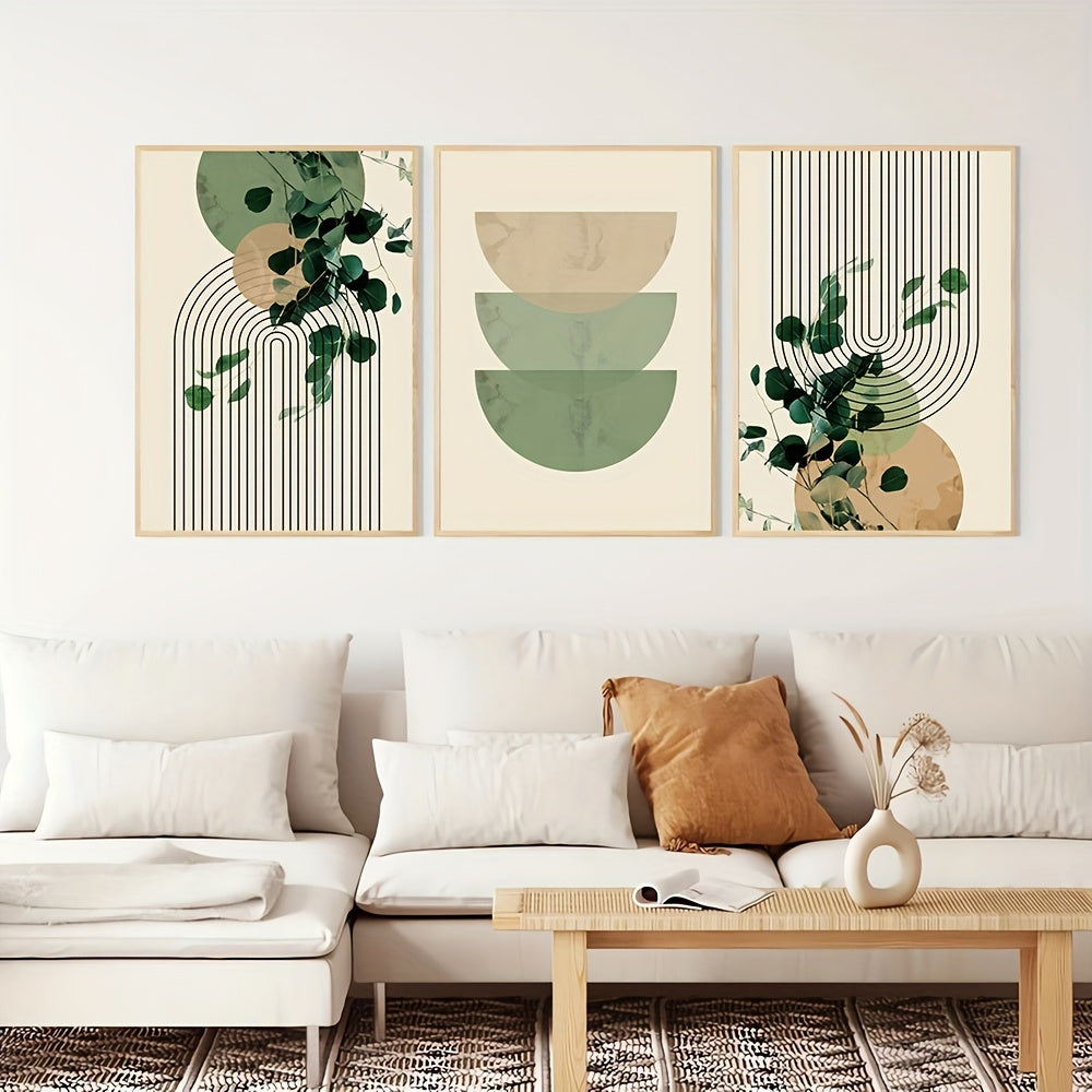 Boho Geometrische Canvas Set – Retro & Modern Design (3 stuks)