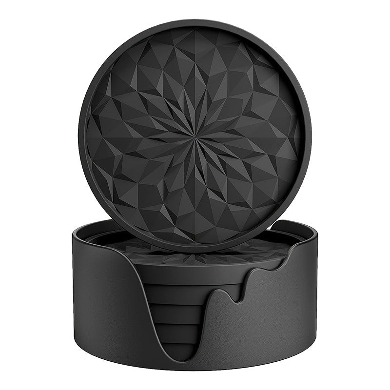 Set van 6 Antislip Onderzetters met Houder – Duurzaam & Praktisch
