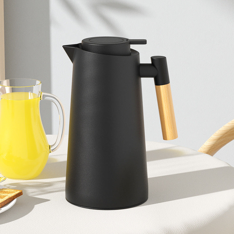 Nordic Home Heetwaterketel – Luxe Glazen Thermoskan met Houten Handvat