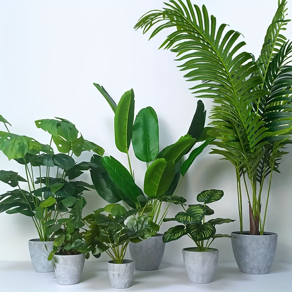 Set Grijze Plantenbakken – Moderne Ronde Bloempotten met Afvoergaten voor Binnen en Buiten