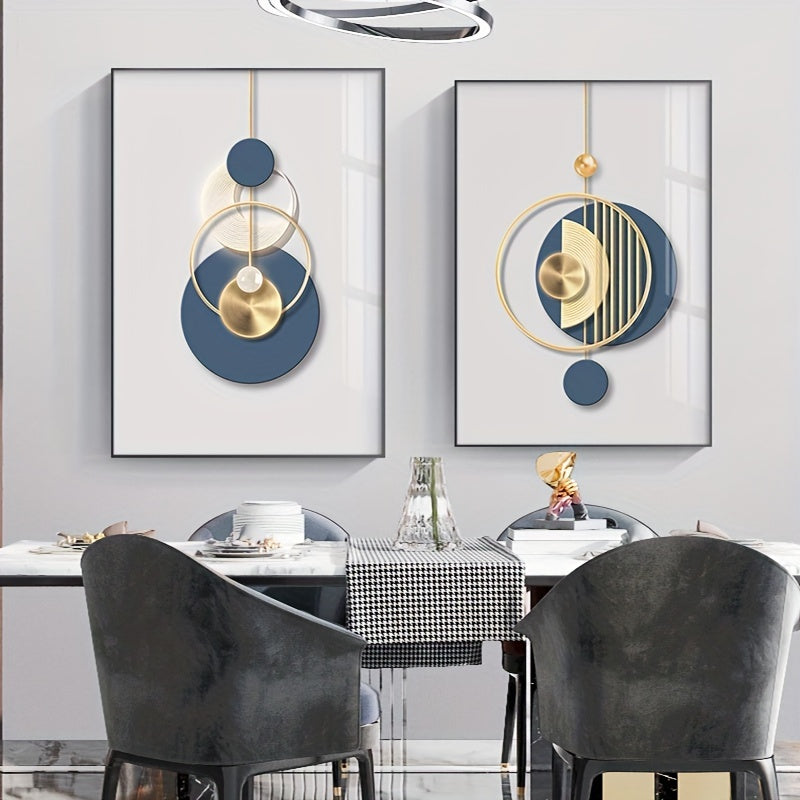 Canvas Set – Gouden & Blauwe Abstracte Kunst (3 stuks)