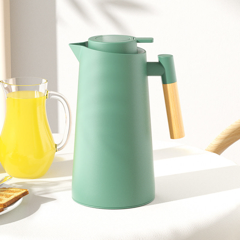 Nordic Home Heetwaterketel – Luxe Glazen Thermoskan met Houten Handvat