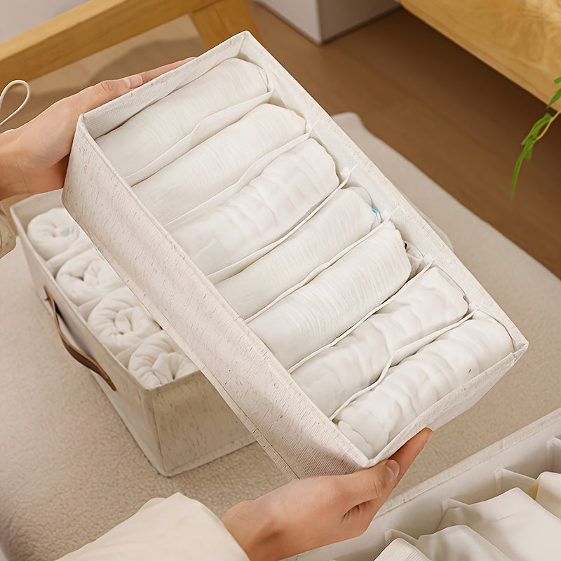 Beige Opvouwbare Lade Organizer met Roségouden Handvatten – Stijlvolle Kastoplossing