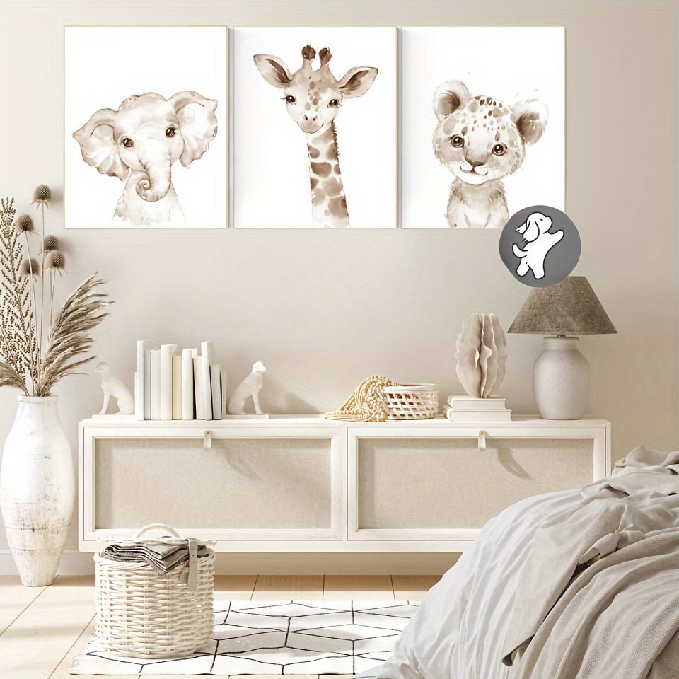 Set Dierenkunst – Olifant, Giraf & Leeuw (Frameloos)