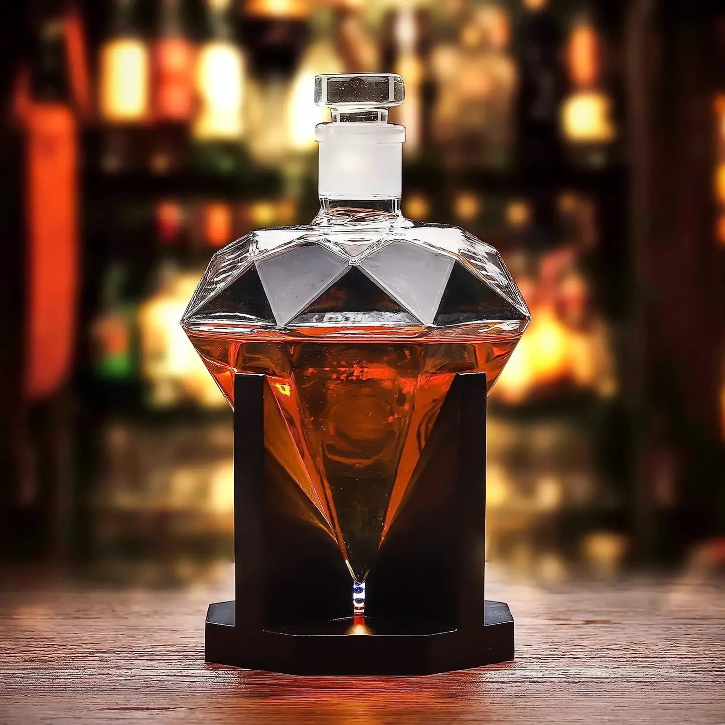 Diamant Luxe Whisky Karaf – Stijlvolle Glazen karaf met Houten Houder
