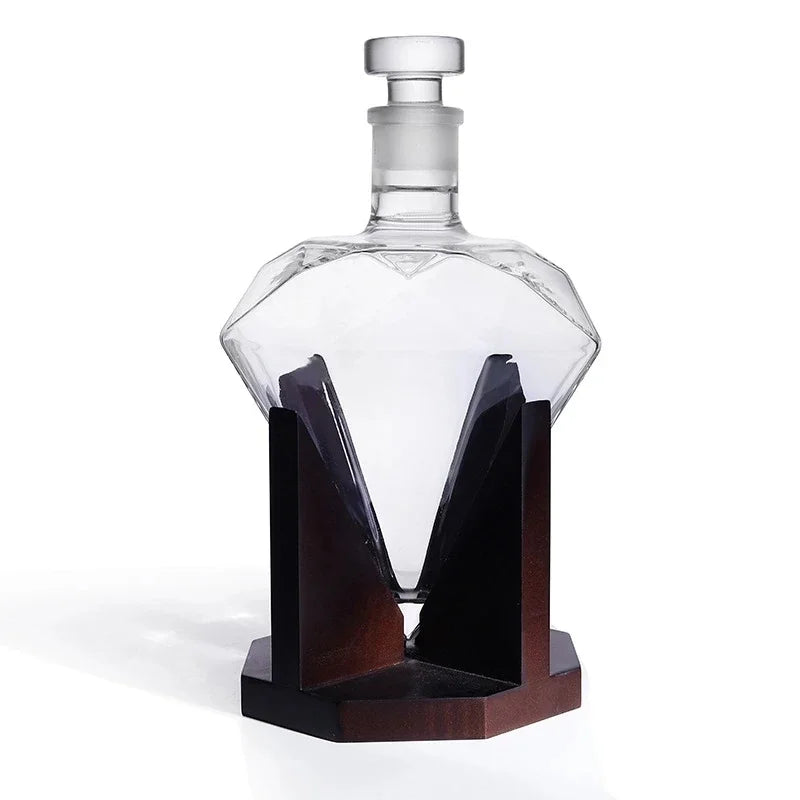 Diamant Luxe Whisky Karaf – Stijlvolle Glazen karaf met Houten Houder