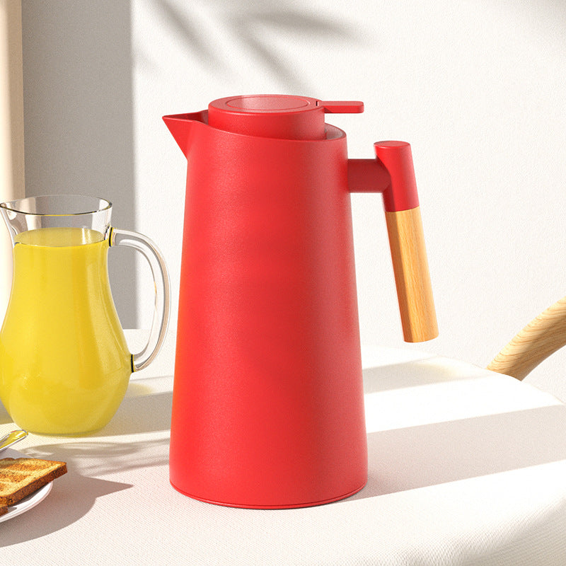 Nordic Home Heetwaterketel – Luxe Glazen Thermoskan met Houten Handvat