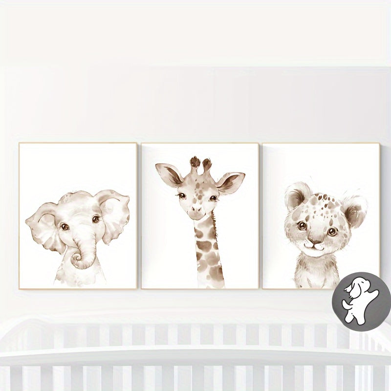Set Dierenkunst – Olifant, Giraf & Leeuw (Frameloos)