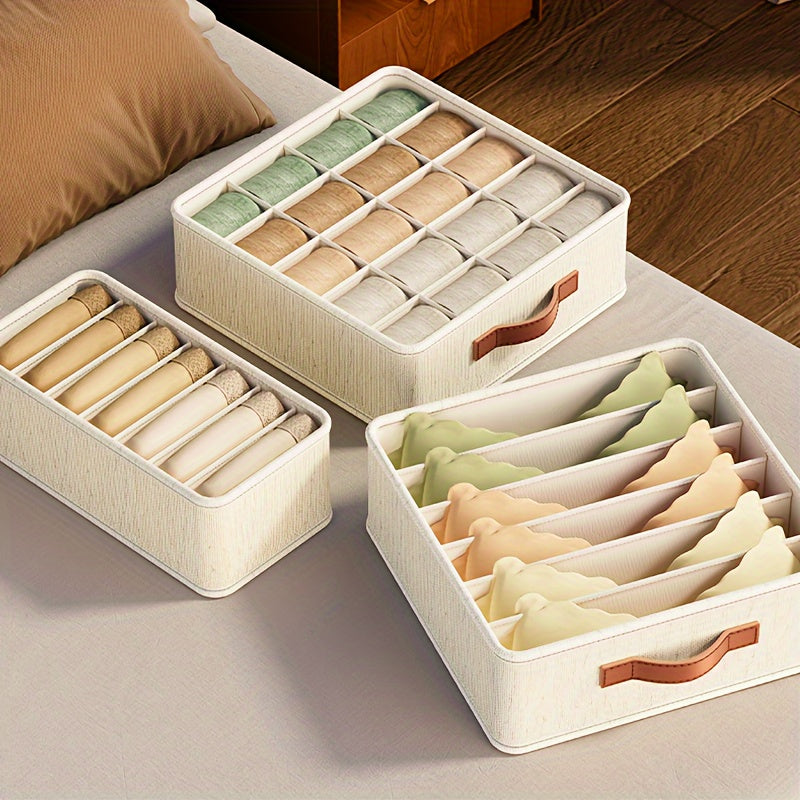 Beige Opvouwbare Lade Organizer met Roségouden Handvatten – Stijlvolle Kastoplossing