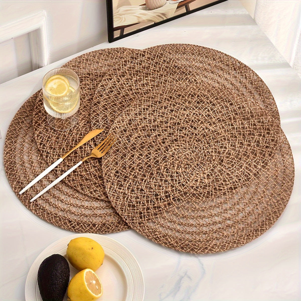 Boho Chic Geweven Jute Onderzetters – 4-delige Set