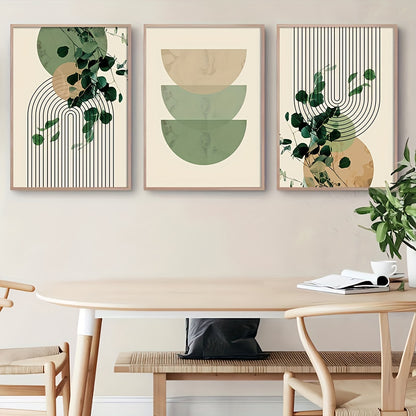 Boho Geometrische Canvas Set – Retro & Modern Design (3 stuks)
