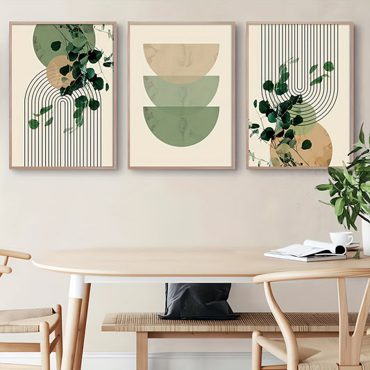 Boho Geometrische Canvas Set – Retro & Modern Design (3 stuks)