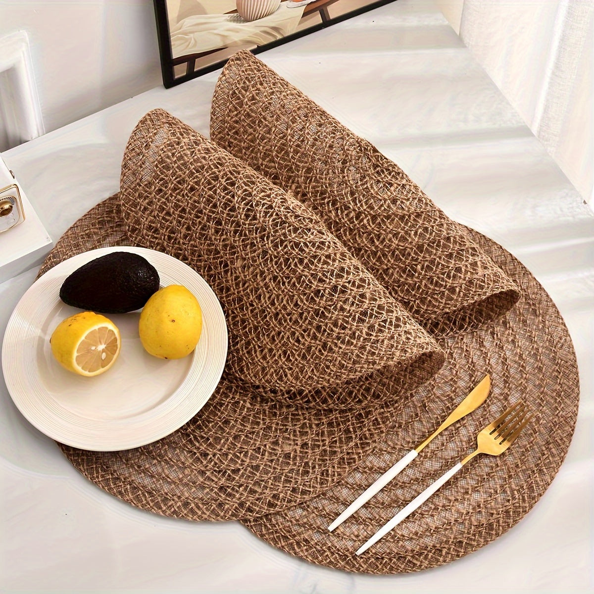 Boho Chic Geweven Jute Onderzetters – 4-delige Set