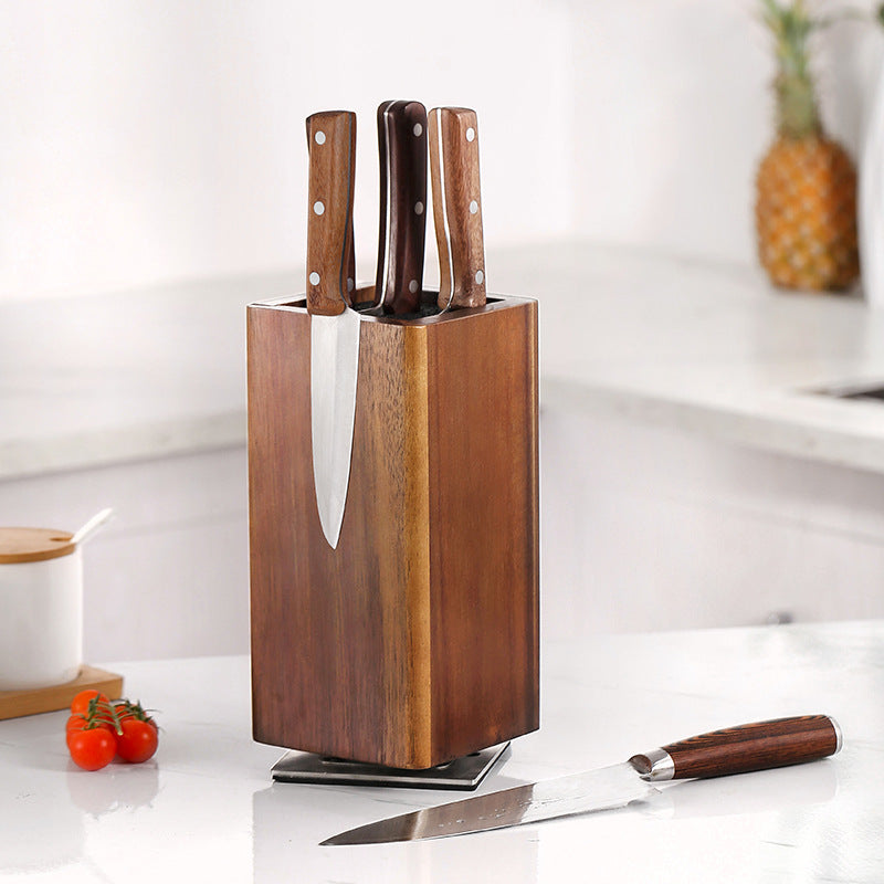Houten 360° Magnetische Draaibare messenblok– Stijlvol en Functioneel