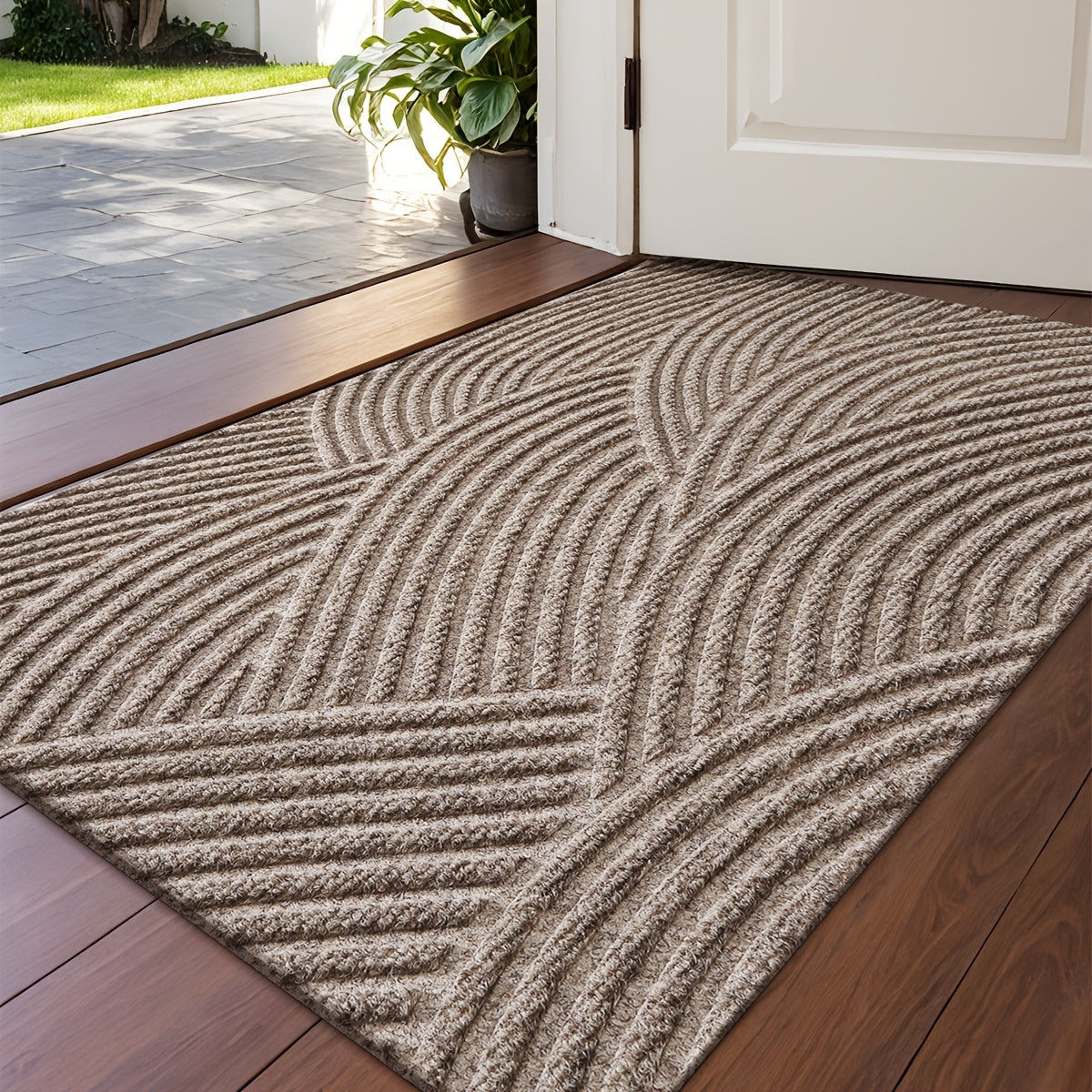Geometrische Gestreepte Deurmat – Antislip en Absorberend