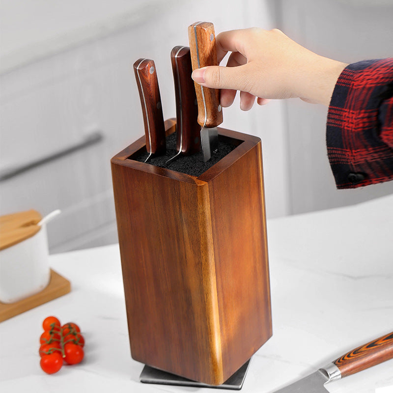 Houten 360° Magnetische Draaibare messenblok– Stijlvol en Functioneel