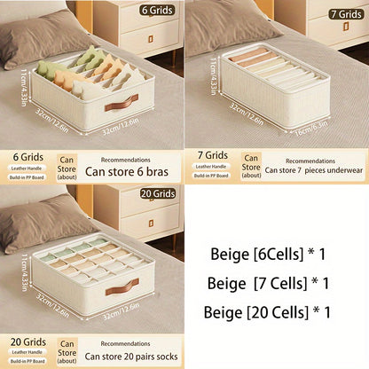 Beige Opvouwbare Lade Organizer met Roségouden Handvatten – Stijlvolle Kastoplossing