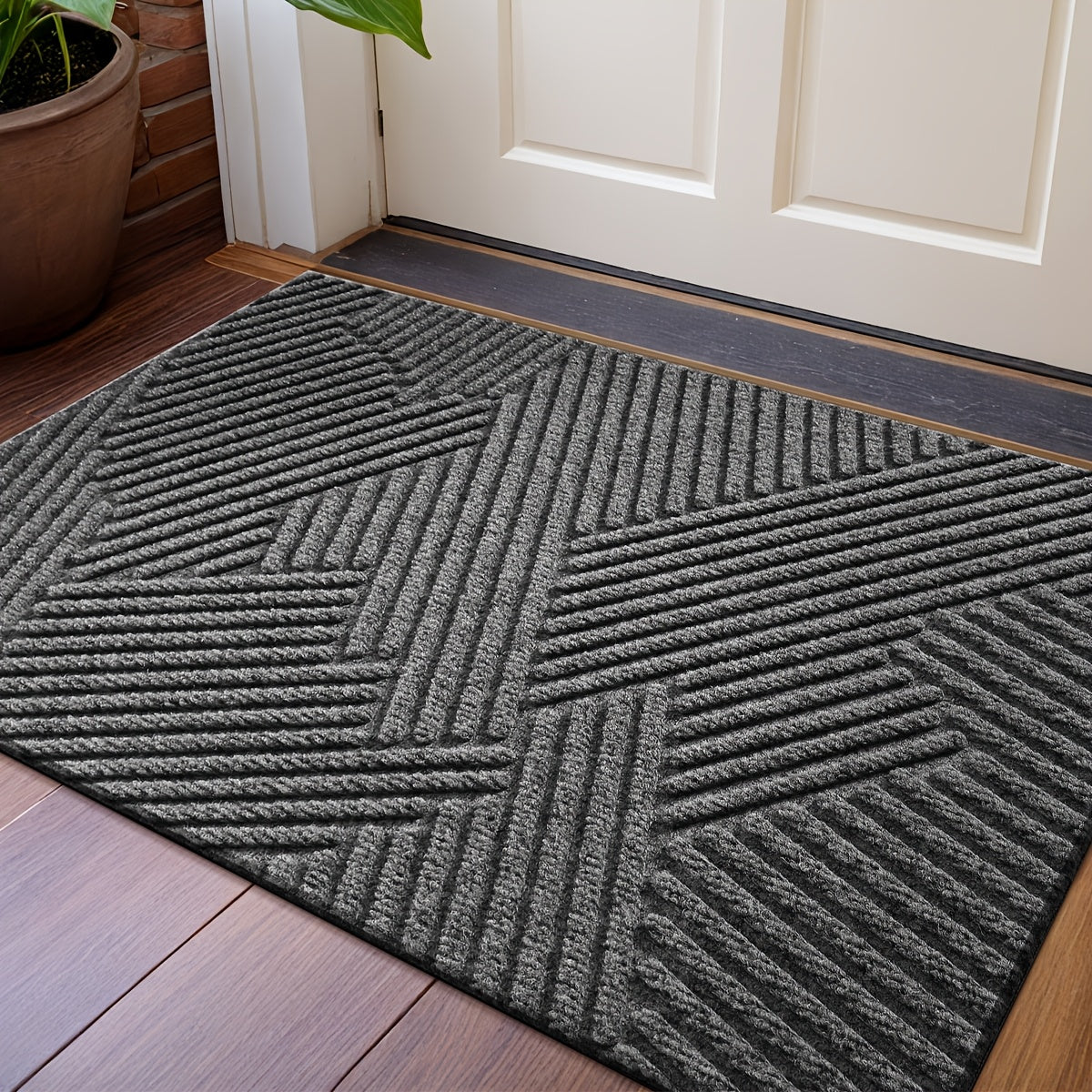 Geometrische Gestreepte Deurmat – Antislip en Absorberend