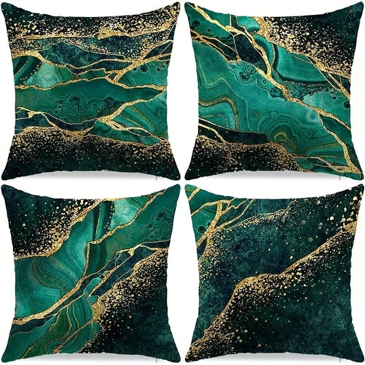 Set van 4 Decoratieve Kussenhoezen – Smaragdgroen