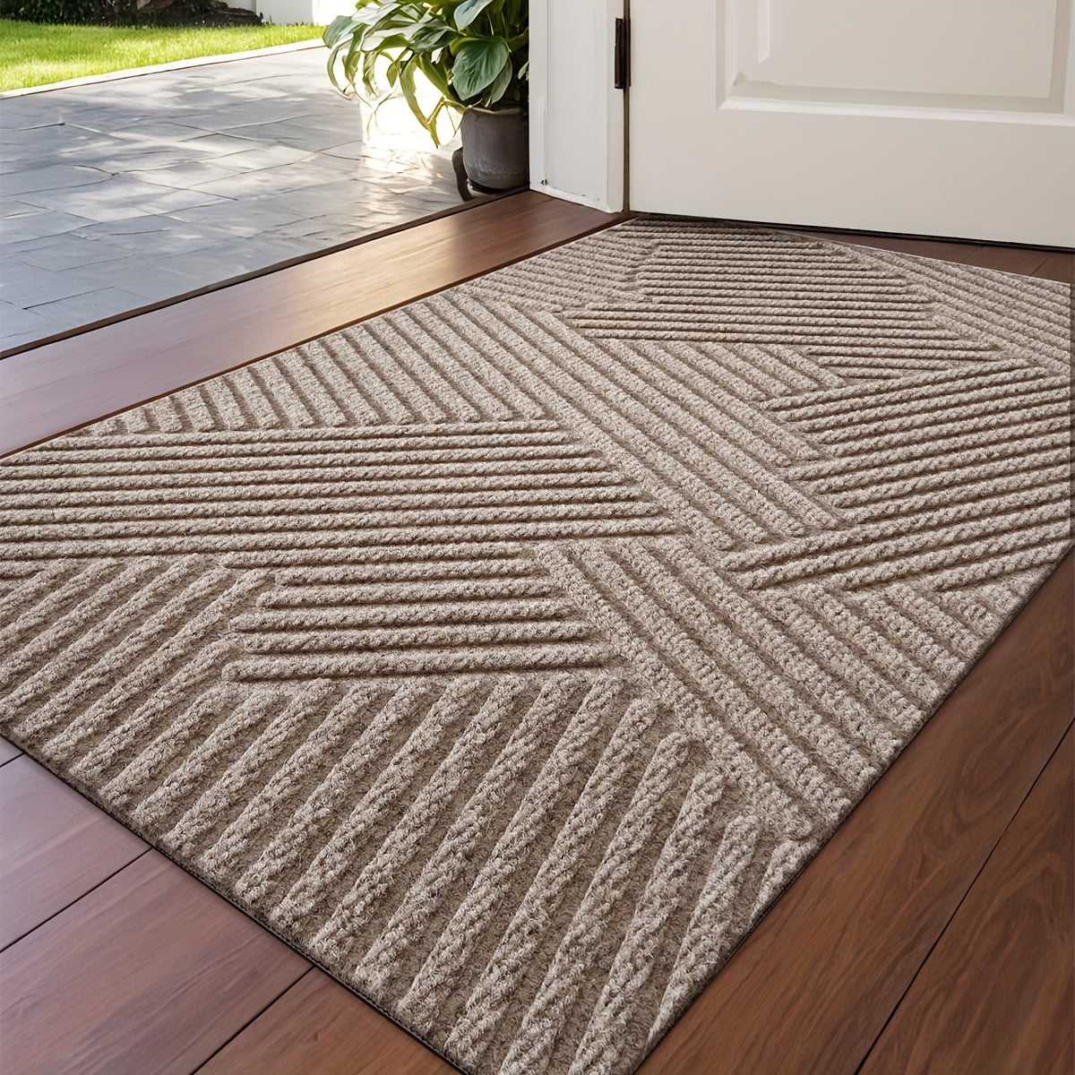 Geometrische Gestreepte Deurmat – Antislip en Absorberend
