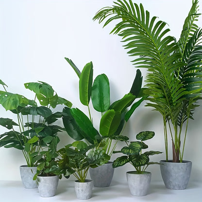Set Grijze Plantenbakken – Moderne Ronde Bloempotten met Afvoergaten voor Binnen en Buiten