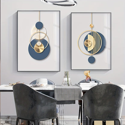 Canvas Set – Gouden & Blauwe Abstracte Kunst (3 stuks)
