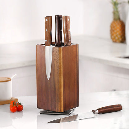 Houten 360° Magnetische Draaibare messenblok– Stijlvol en Functioneel