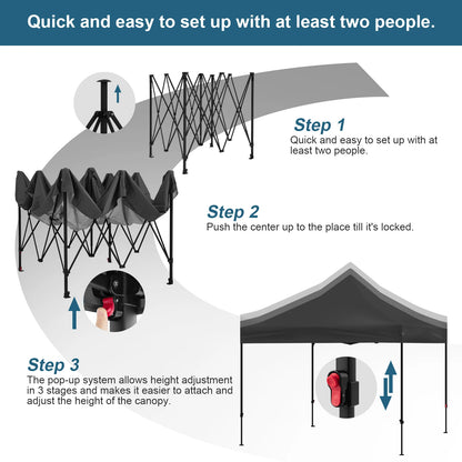 Opvouwbare Outdoor Partytent 3x3m – Waterdicht & UV-bestendig met Verstelbare Hoogte en 4 Afneembare Zijwanden