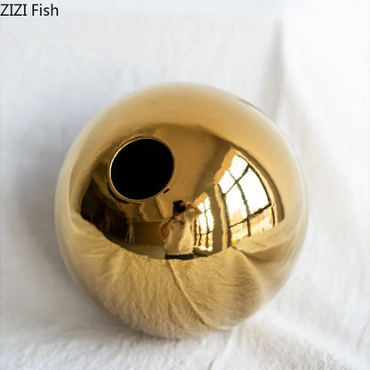 Vergulde Gouden Bal Vaas – Luxe Keramische Decoratie