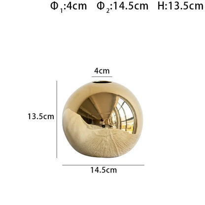 Vergulde Gouden Bal Vaas – Luxe Keramische Decoratie