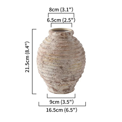 Retro Nostalgische Ruwe Aardewerken Vaasje – 21,5 cm Hoog – Vintage Handgemaakte Stijl