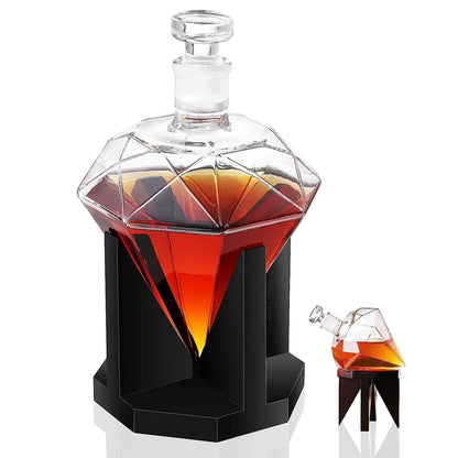 Diamant Luxe Whisky Karaf – Stijlvolle Glazen karaf met Houten Houder