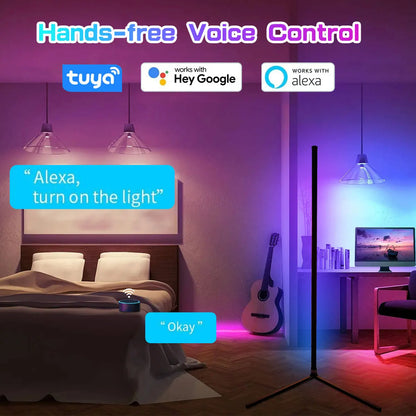 LumoHoek – Slimme RGB Hoekvloerlamp met Spraakbediening (smart light voor gaming room