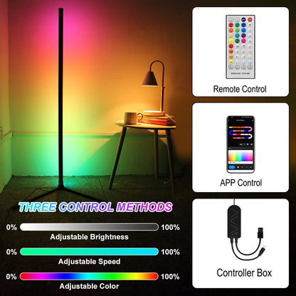 LumoHoek – Slimme RGB Hoekvloerlamp met Spraakbediening (smart light voor gaming room