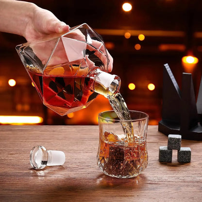 Diamant Luxe Whisky Karaf – Stijlvolle Glazen karaf met Houten Houder