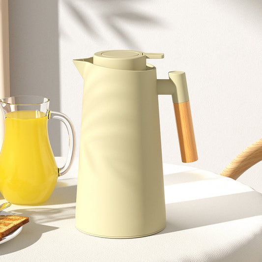 Nordic Home Heetwaterketel – Luxe Glazen Thermoskan met Houten Handvat