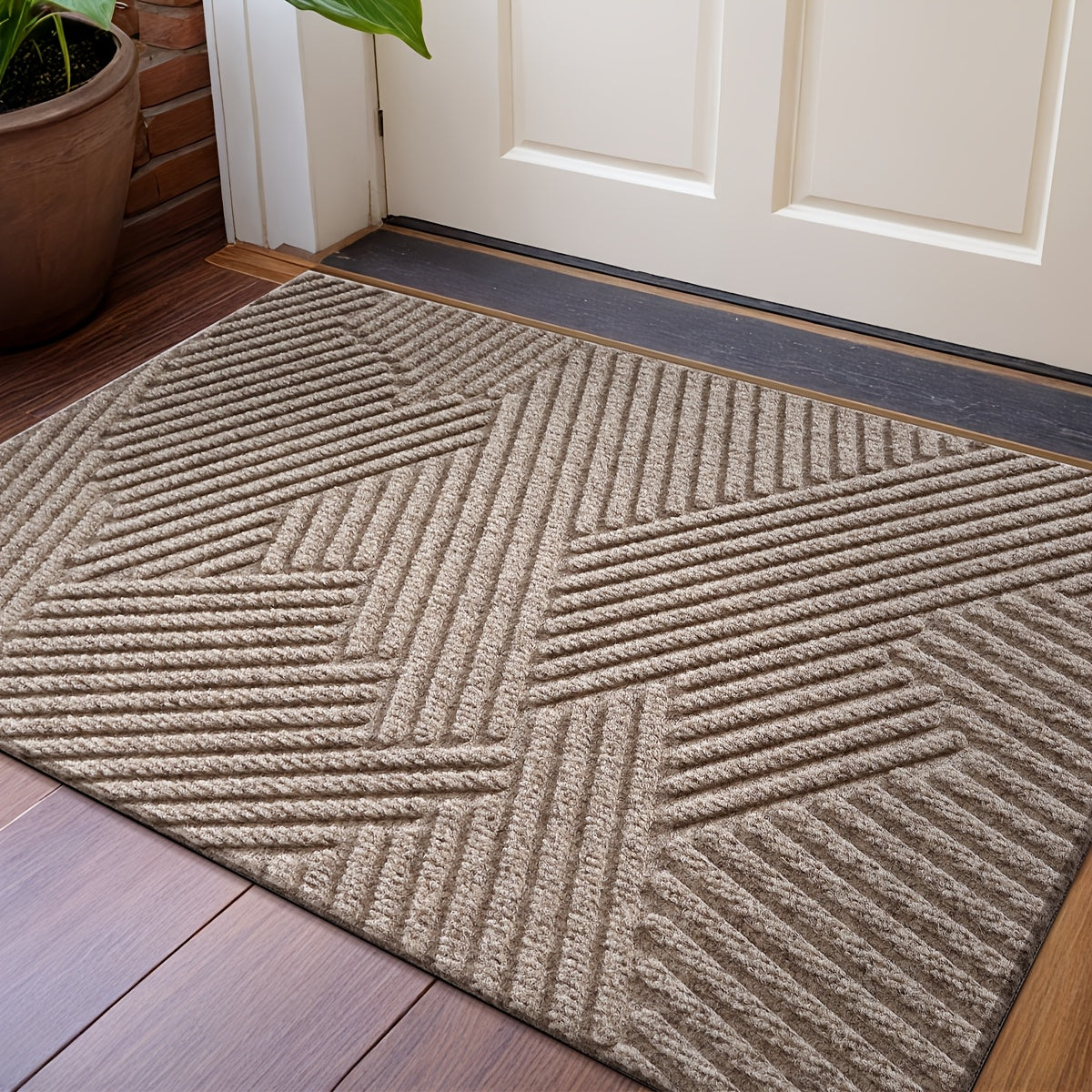 Geometrische Gestreepte Deurmat – Antislip en Absorberend