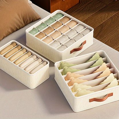 Beige Opvouwbare Lade Organizer met Roségouden Handvatten – Stijlvolle Kastoplossing