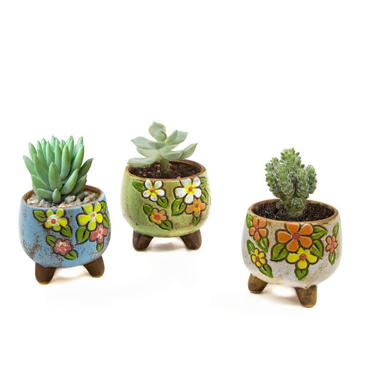 Vintage Bloempotten Set