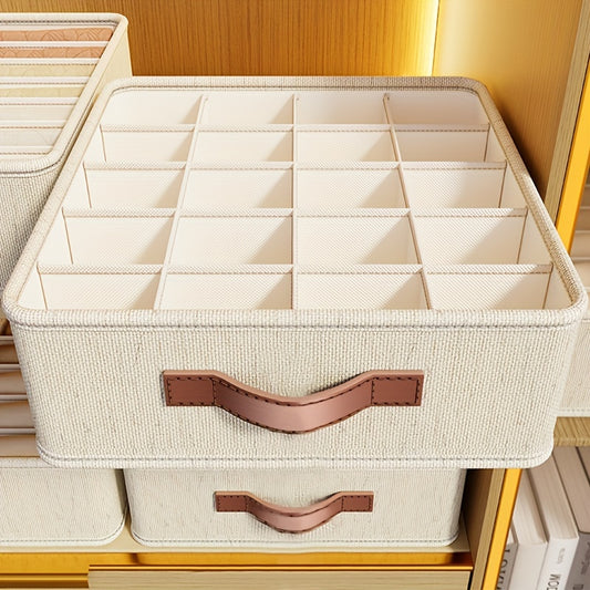 Beige Opvouwbare Lade Organizer met Roségouden Handvatten – Stijlvolle Kastoplossing